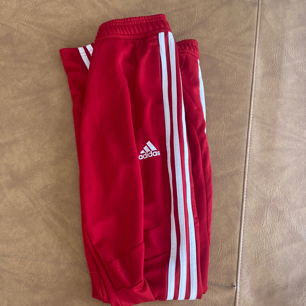 Red adidas joggers